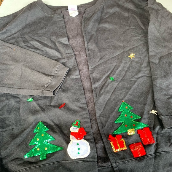 90s Vintage Christmas hand made cardigan sweater size Large. - Picture 2 of 8